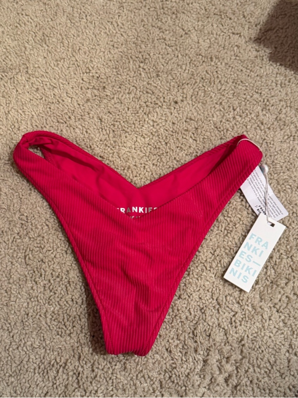 Frankie's bikinis hot pink Enzo ribbed swim bottom. Size S. NWT!!